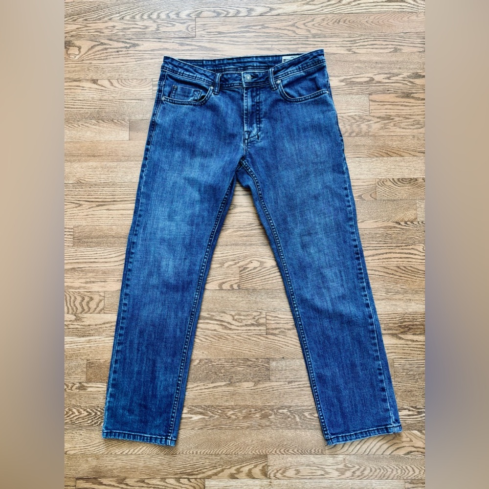 Buffalo 32 x 30 Jack Jeans, Men’s Slim Straight Stretch, David Bitton, Blue
